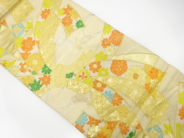 JAPANESE KIMONO / ANTIQUE FUKURO OBI / SILK / WOVEN NOSHI PATTERN